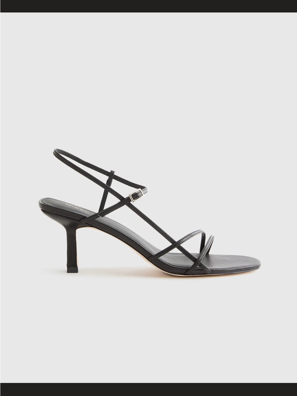 NIB Quince Women's Italian Leather 70mm Strappy Heel Black 9
